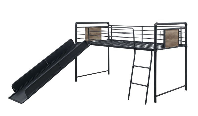 Cordelia - Twin Loft Bed - Antique Oak, Sandy Black & Dark Bronze Hand-Brushed Finish - 49"