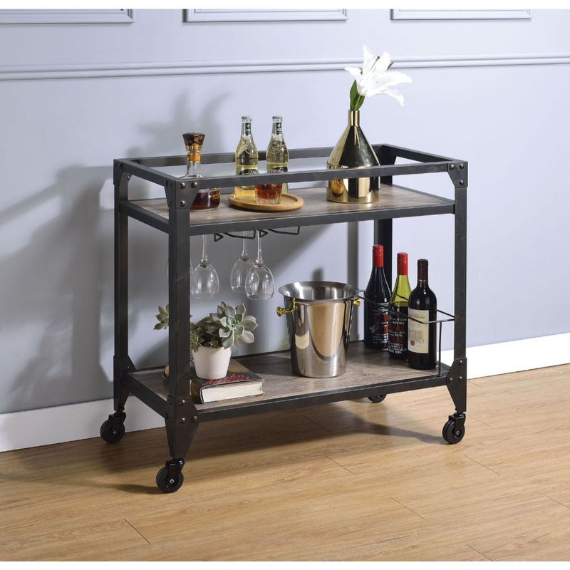 Jorgensen - Serving Cart - Rustic Oak & Charcoal