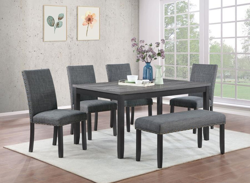 Barlow - 6 Piece Rectangular Dining Table Set - Gray And Black