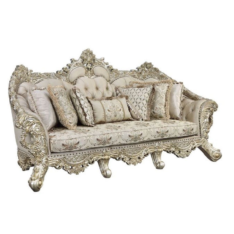 Danae - Sofa - Fabric, Champagne & Gold Finish