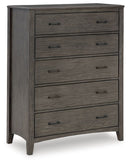 Montillan - Five Drawer Chest - Grayish Brown