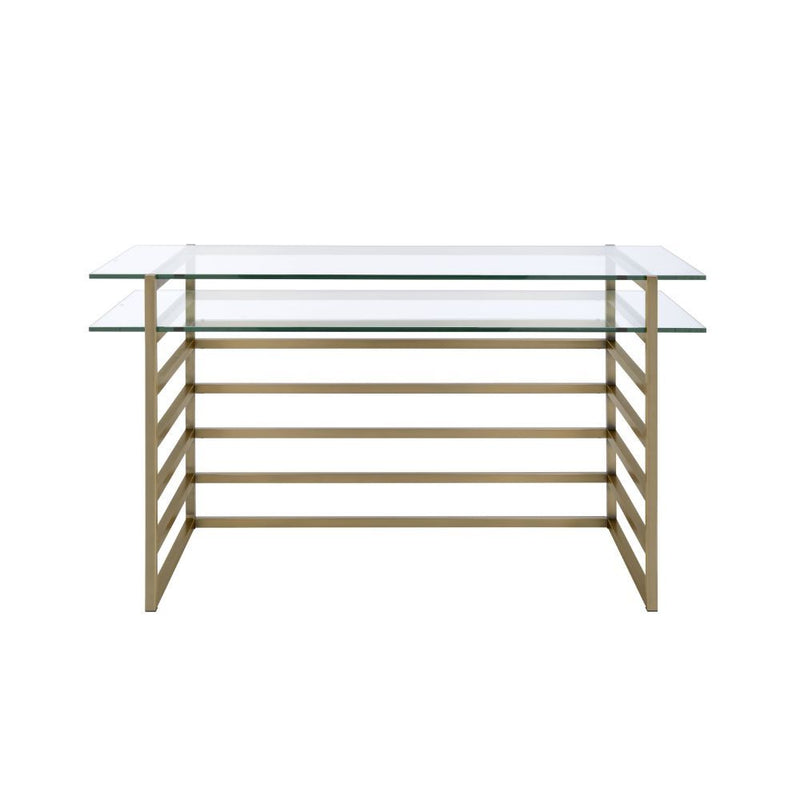 Shona - Desk - Antique Gold & Clear Glass