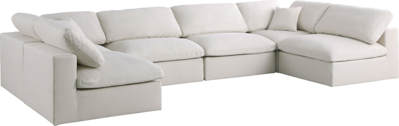 Plush - Velvet Standart Comfort Modular Sectional 6 Piece - Cream